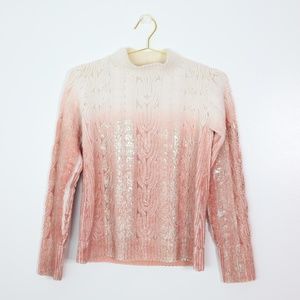 AVIU Ombre Mock Neck Sweater in Cream/Pink